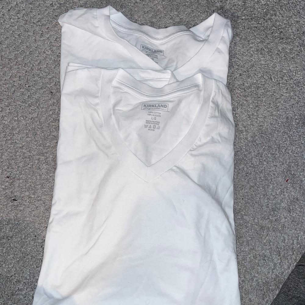 2 large Kirkland white T shirts.